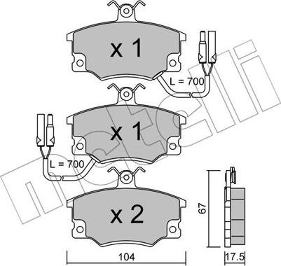 Metelli 22-0030-2 - Тормозные колодки, дисковые, комплект autosila-amz.com