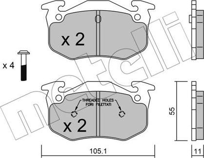 Metelli 22-0038-1 - Тормозные колодки, дисковые, комплект autosila-amz.com