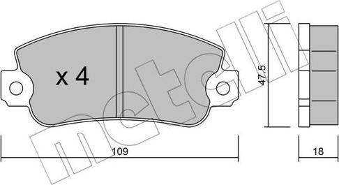 Metelli 22-0033-0 - Тормозные колодки, дисковые, комплект autosila-amz.com