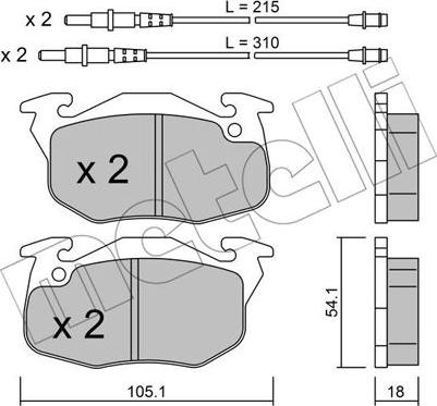 Metelli 22-0037-4 - Тормозные колодки, дисковые, комплект autosila-amz.com