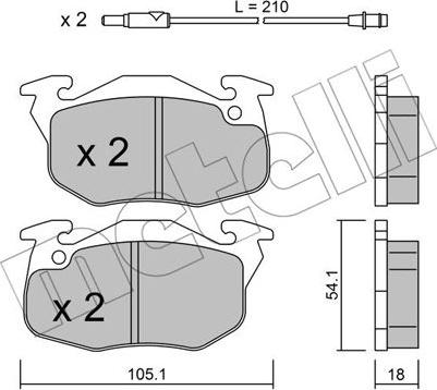 Metelli 22-0037-0 - Тормозные колодки, дисковые, комплект autosila-amz.com