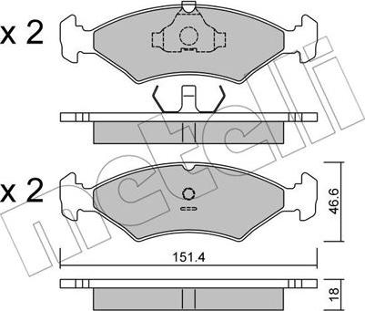 Metelli 22-0029-0 - Тормозные колодки, дисковые, комплект autosila-amz.com