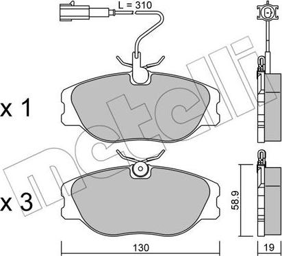 Metelli 22-0072-2 - Тормозные колодки, дисковые, комплект autosila-amz.com