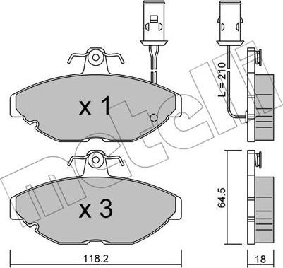 Metelli 22-0191-0 - Тормозные колодки, дисковые, комплект autosila-amz.com