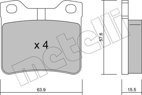 Metelli 22-0192-1 - Тормозные колодки, дисковые, комплект autosila-amz.com