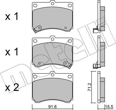 Metelli 22-0197-0 - Тормозные колодки, дисковые, комплект autosila-amz.com