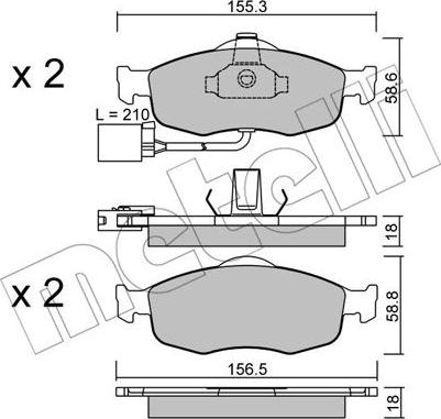 Metelli 22-0146-1 - Тормозные колодки, дисковые, комплект autosila-amz.com