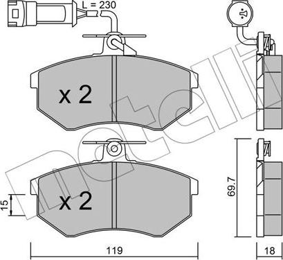 Metelli 22-0148-4 - Тормозные колодки, дисковые, комплект autosila-amz.com