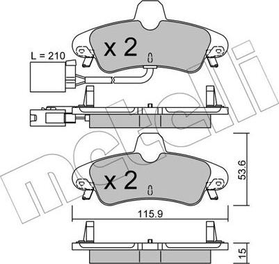 Metelli 22-0143-2 - Тормозные колодки, дисковые, комплект autosila-amz.com