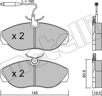 Metelli 22-0154-0 - Тормозные колодки, дисковые, комплект autosila-amz.com