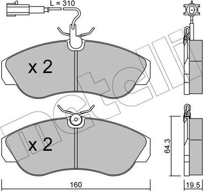 Metelli 22-0155-1 - Тормозные колодки, дисковые, комплект autosila-amz.com