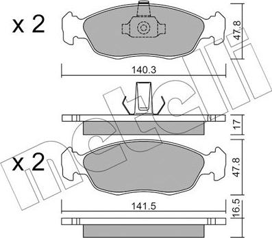 Metelli 22-0156-1 - Тормозные колодки, дисковые, комплект autosila-amz.com