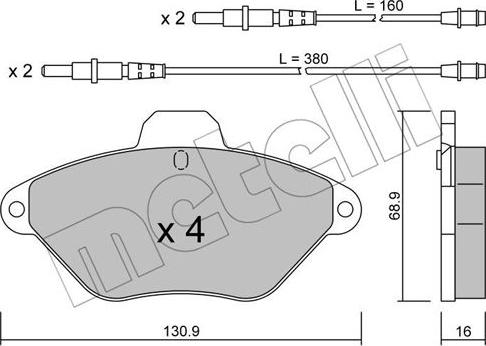 Metelli 22-0157-0 - Тормозные колодки, дисковые, комплект autosila-amz.com