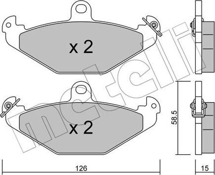 Metelli 22-0165-0 - Тормозные колодки, дисковые, комплект autosila-amz.com