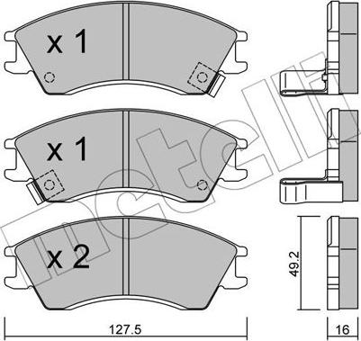 Metelli 22-0160-0 - Тормозные колодки, дисковые, комплект autosila-amz.com