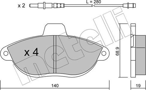 Metelli 22-0105-0 - Тормозные колодки, дисковые, комплект autosila-amz.com