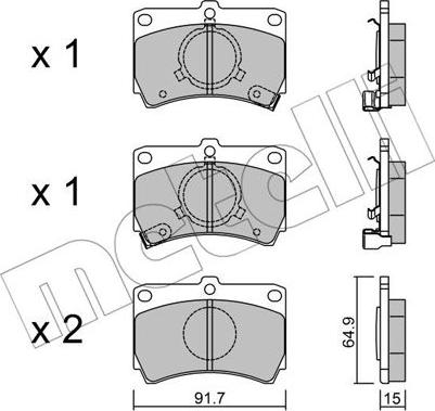 Metelli 22-0103-0 - Тормозные колодки, дисковые, комплект autosila-amz.com