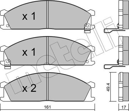 Metelli 22-0107-1 - Тормозные колодки, дисковые, комплект autosila-amz.com