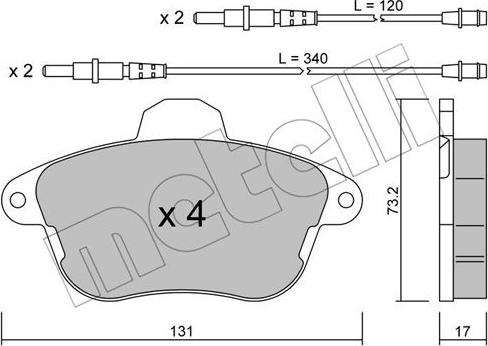 Metelli 22-0184-0 - Тормозные колодки, дисковые, комплект autosila-amz.com