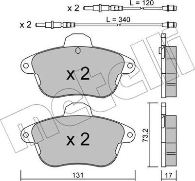 Metelli 22-0184-1 - Тормозные колодки, дисковые, комплект autosila-amz.com