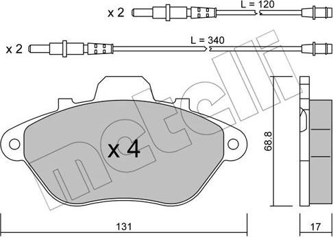 Metelli 22-0185-0 - Тормозные колодки, дисковые, комплект autosila-amz.com