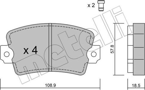 Metelli 22-0186-0 - Тормозные колодки, дисковые, комплект autosila-amz.com