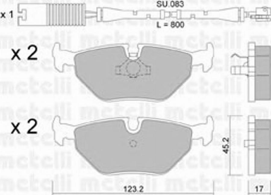 Metelli 22-0180-0K - Тормозные колодки, дисковые, комплект autosila-amz.com