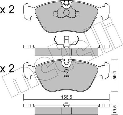 Metelli 22-0182-0 - Тормозные колодки, дисковые, комплект autosila-amz.com