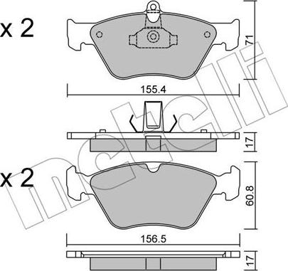 Metelli 22-0128-0 - Тормозные колодки, дисковые, комплект autosila-amz.com