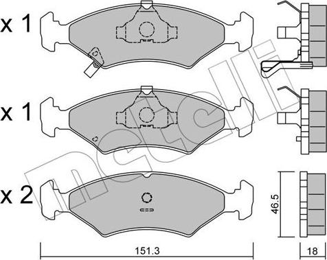 Metelli 22-0127-0 - Тормозные колодки, дисковые, комплект autosila-amz.com