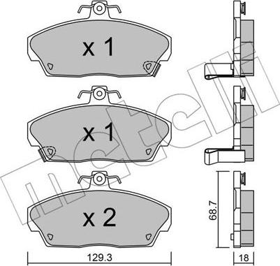 Metelli 22-0174-0 - Тормозные колодки, дисковые, комплект autosila-amz.com