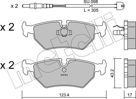 Metelli 22-0178-1K - Тормозные колодки, дисковые, комплект autosila-amz.com