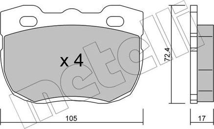 Metelli 22-0177-1 - Тормозные колодки, дисковые, комплект autosila-amz.com