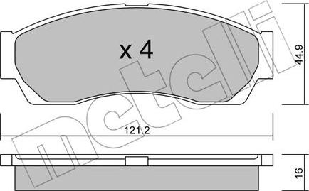 Metelli 22-0896-0 - Тормозные колодки, дисковые, комплект autosila-amz.com