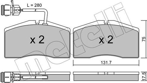 Metelli 22-0890-1 - Тормозные колодки, дисковые, комплект autosila-amz.com