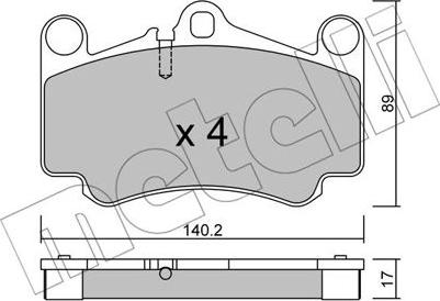 Metelli 22-0893-0 - Тормозные колодки, дисковые, комплект autosila-amz.com