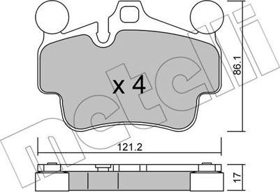 Metelli 22-0892-0 - Тормозные колодки, дисковые, комплект autosila-amz.com