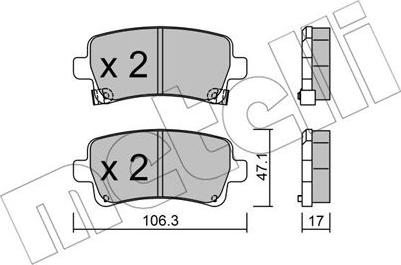 Metelli 22-0844-0 - Тормозные колодки, дисковые, комплект autosila-amz.com