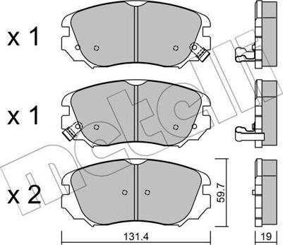 Metelli 22-0841-0 - Тормозные колодки, дисковые, комплект autosila-amz.com