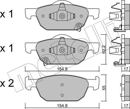 Metelli 22-0866-0 - Тормозные колодки, дисковые, комплект autosila-amz.com