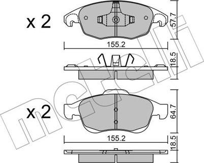 Metelli 22-0800-0 - Тормозные колодки, дисковые, комплект autosila-amz.com