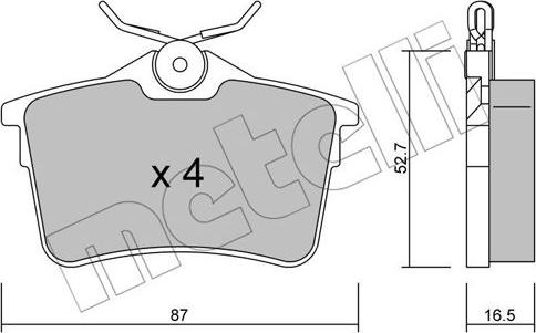 Metelli 22-0816-0 - Тормозные колодки, дисковые, комплект autosila-amz.com