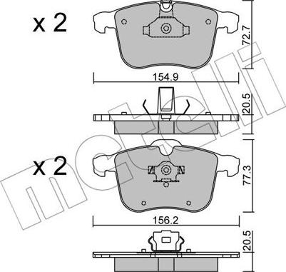 Metelli 22-0813-0 - Тормозные колодки, дисковые, комплект autosila-amz.com