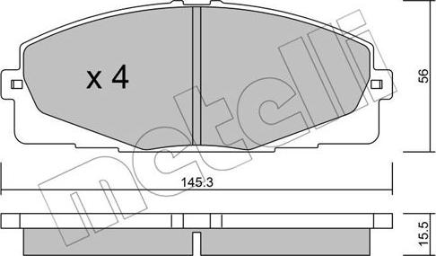 Metelli 22-0883-0 - Тормозные колодки, дисковые, комплект autosila-amz.com