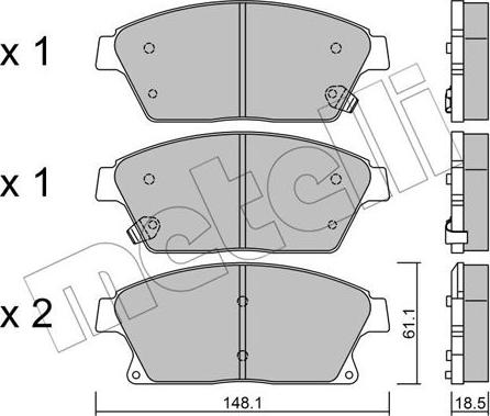 Metelli 22-0839-0 - Тормозные колодки, дисковые, комплект autosila-amz.com