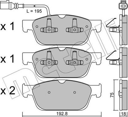 Metelli 22-0831-0 - Тормозные колодки, дисковые, комплект autosila-amz.com