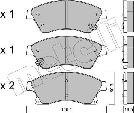 Metelli 22-0838-0 - Тормозные колодки, дисковые, комплект autosila-amz.com