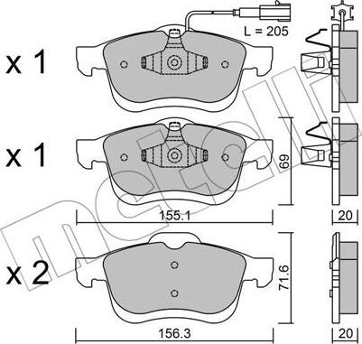 Metelli 22-0824-0 - Тормозные колодки, дисковые, комплект autosila-amz.com