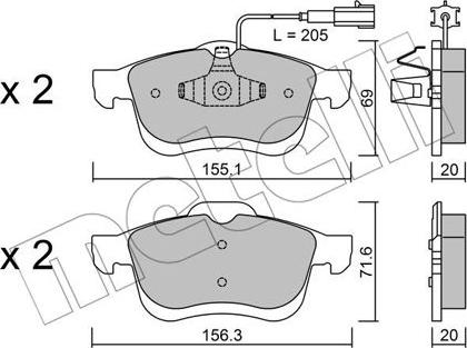 Metelli 22-0824-1 - Тормозные колодки, дисковые, комплект autosila-amz.com