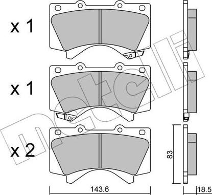 Metelli 22-0821-0 - Тормозные колодки, дисковые, комплект autosila-amz.com